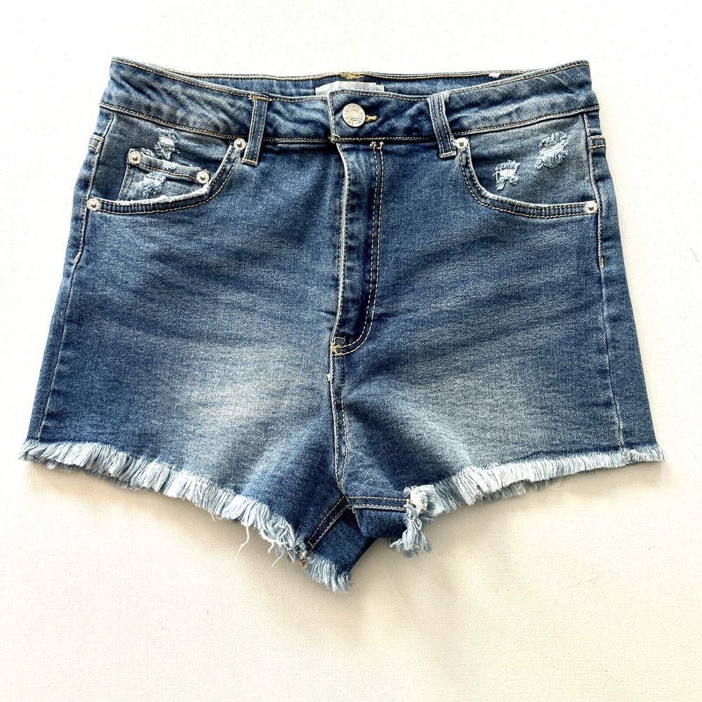 Love Tree Women's M Blue High Rise Denim Cutoff Shorts Distressed Frayed Hem Y2K